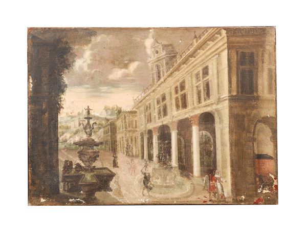 Scuola italiana del XVIII secolo - Capriccio architettonico