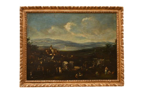 Giovanni Francesco Grimaldi Il Bolognese - Scena di accampamento in paesaggio