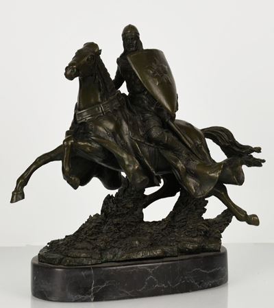 Scultura in Bronzo Raffigurante Cavaliere