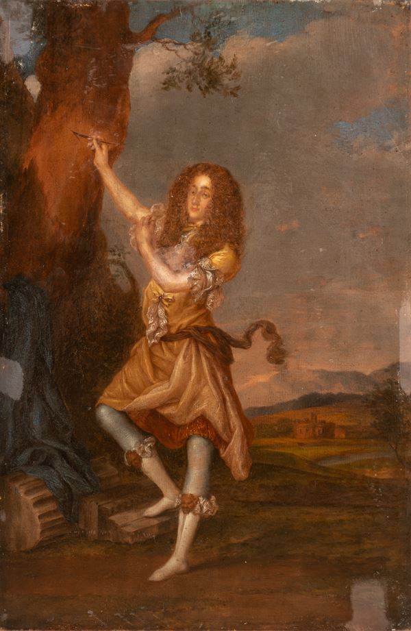 Pittore francese della seconda met&#224; del XVIII secolo - Ritratto allegorico di gentiluomo