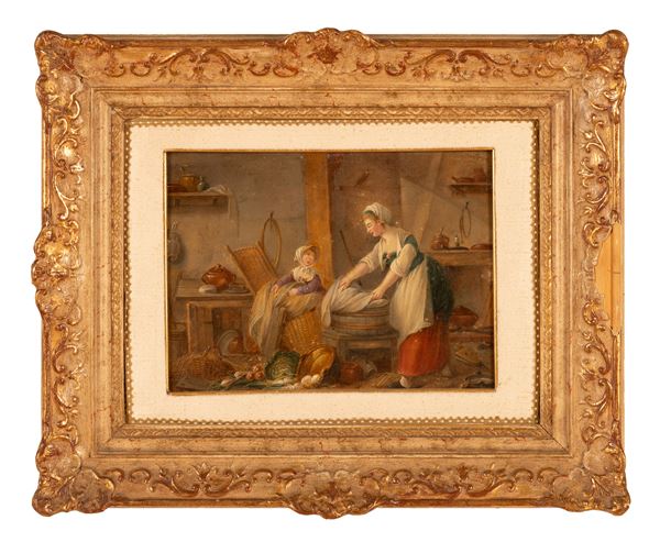 Pittore olandese degli inizi del XIX secolo - Scena d'interno