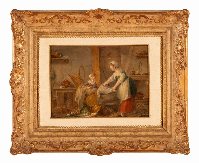 Pittore Olandese degli Inizi del XIX Secolo - La Piccola Lavandaia