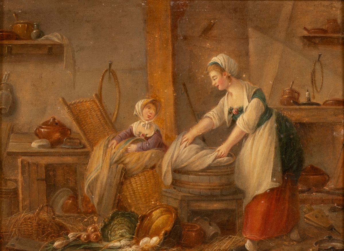 Pittore Olandese degli Inizi del XIX Secolo - La Piccola Lavandaia