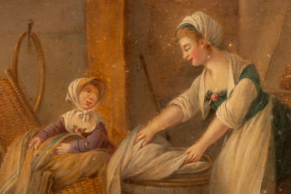 Pittore Olandese degli Inizi del XIX Secolo - La Piccola Lavandaia