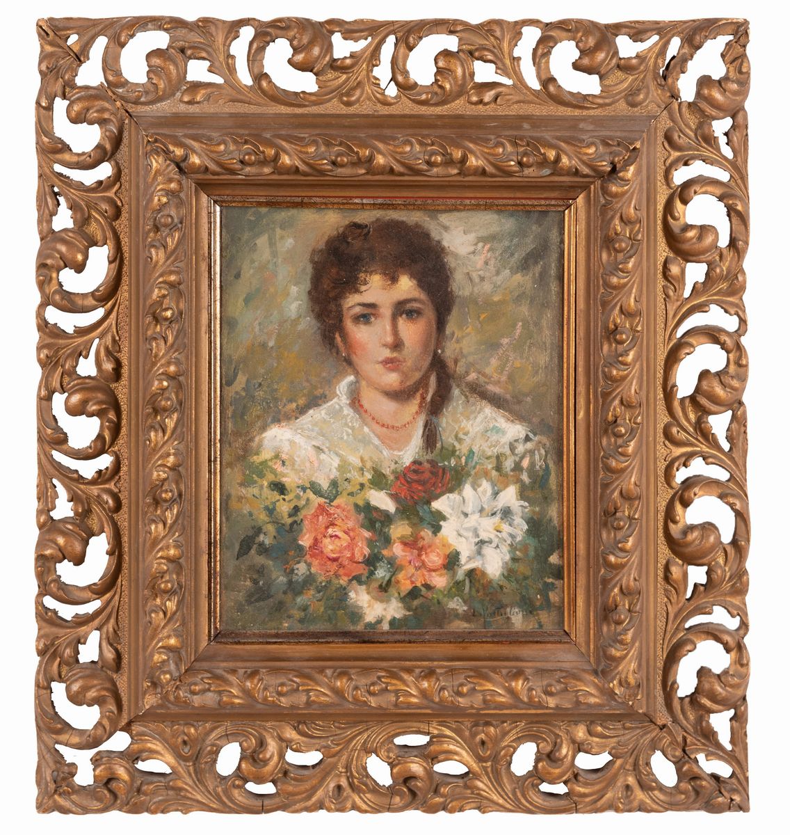 Luca Postiglione - Ritratto di Ragazza con Fiori