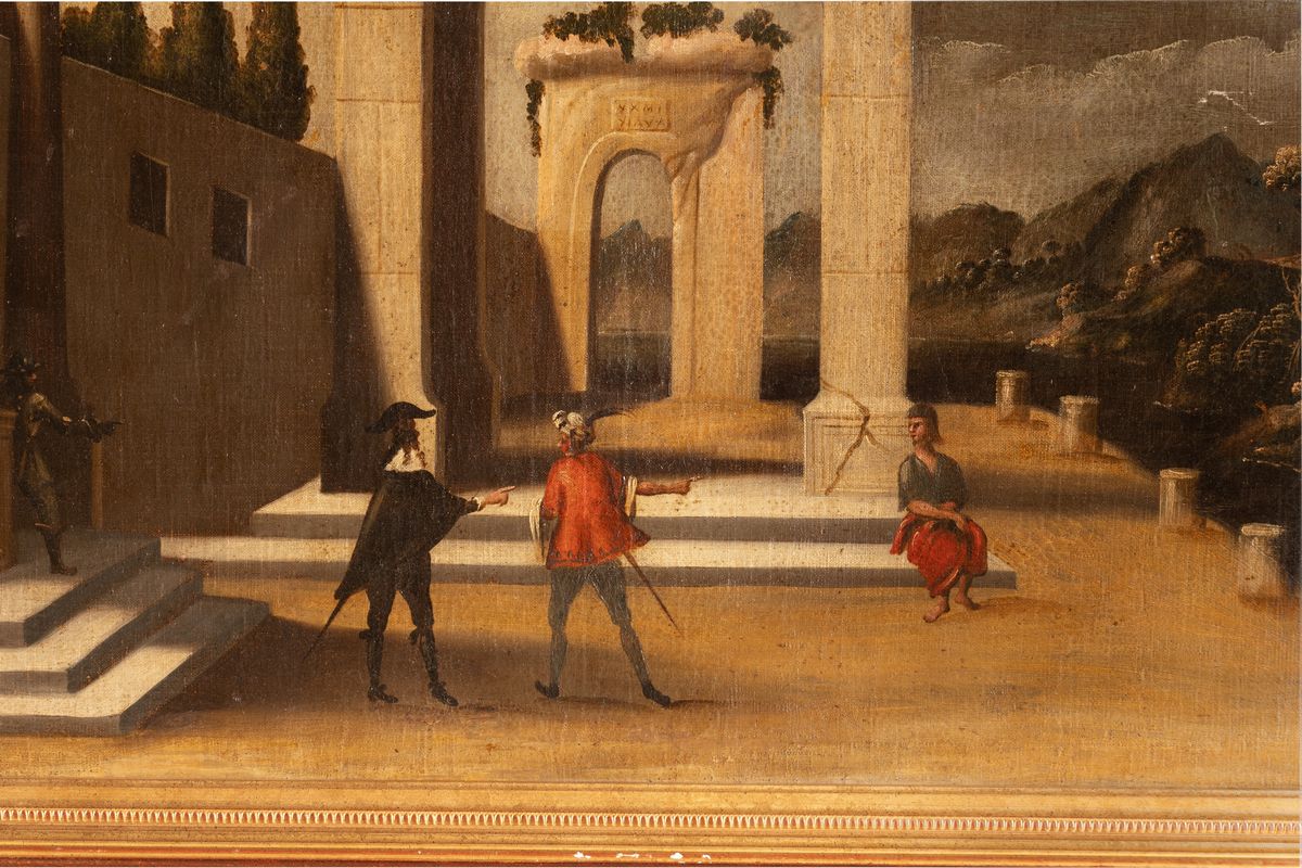 Personaggi ai piedi delle rovine di un antico tempio
