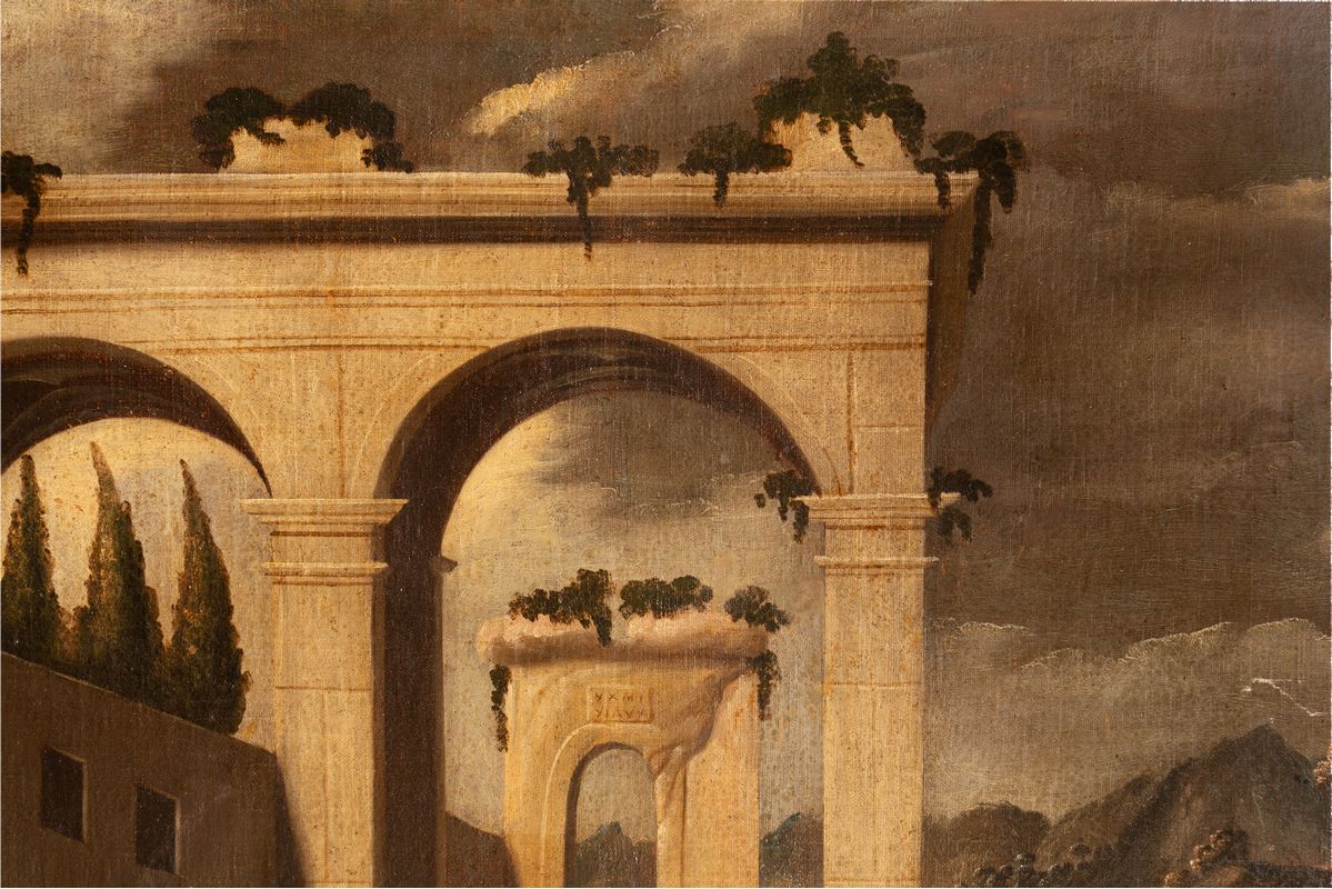 Personaggi ai piedi delle rovine di un antico tempio