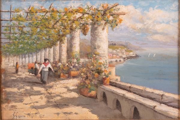 Gaetano Capone - View of Amalfi from pergola