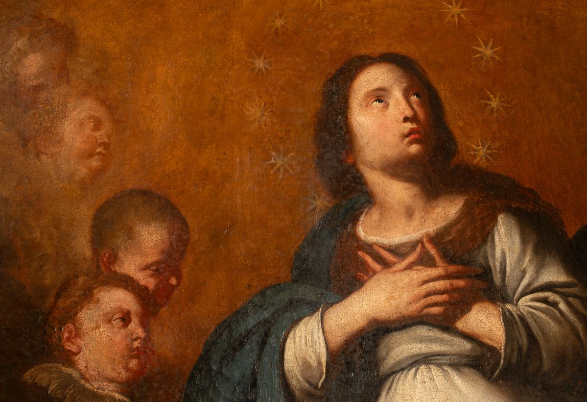 Pietro Novelli il Morrealese - Madonna Immacolata su Falce di Luna Contornata da Cherubini