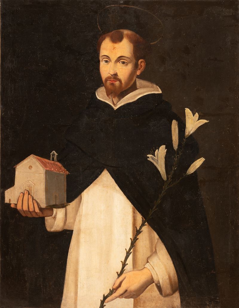Giulio Cesare Bedeschini - San Domenico di Guzman Stante a Sorreggere il Modello Miniaturistico d...