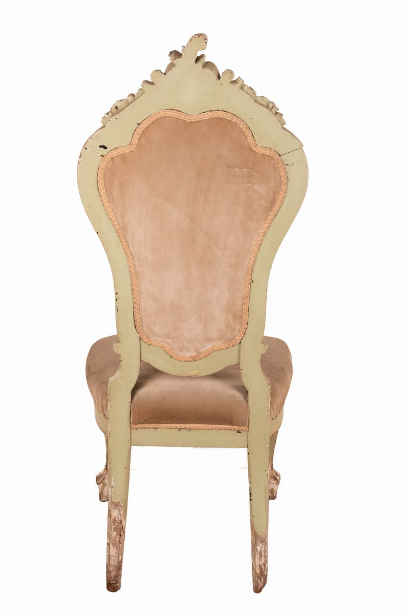 6 Sedie intagliate e laccate