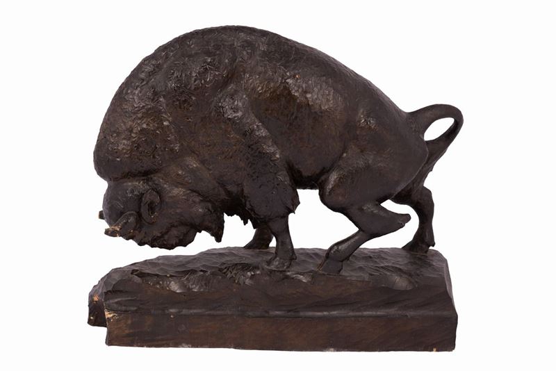 Manifattura Americana del XX Secolo - Scultura Raffigurante Bufalo