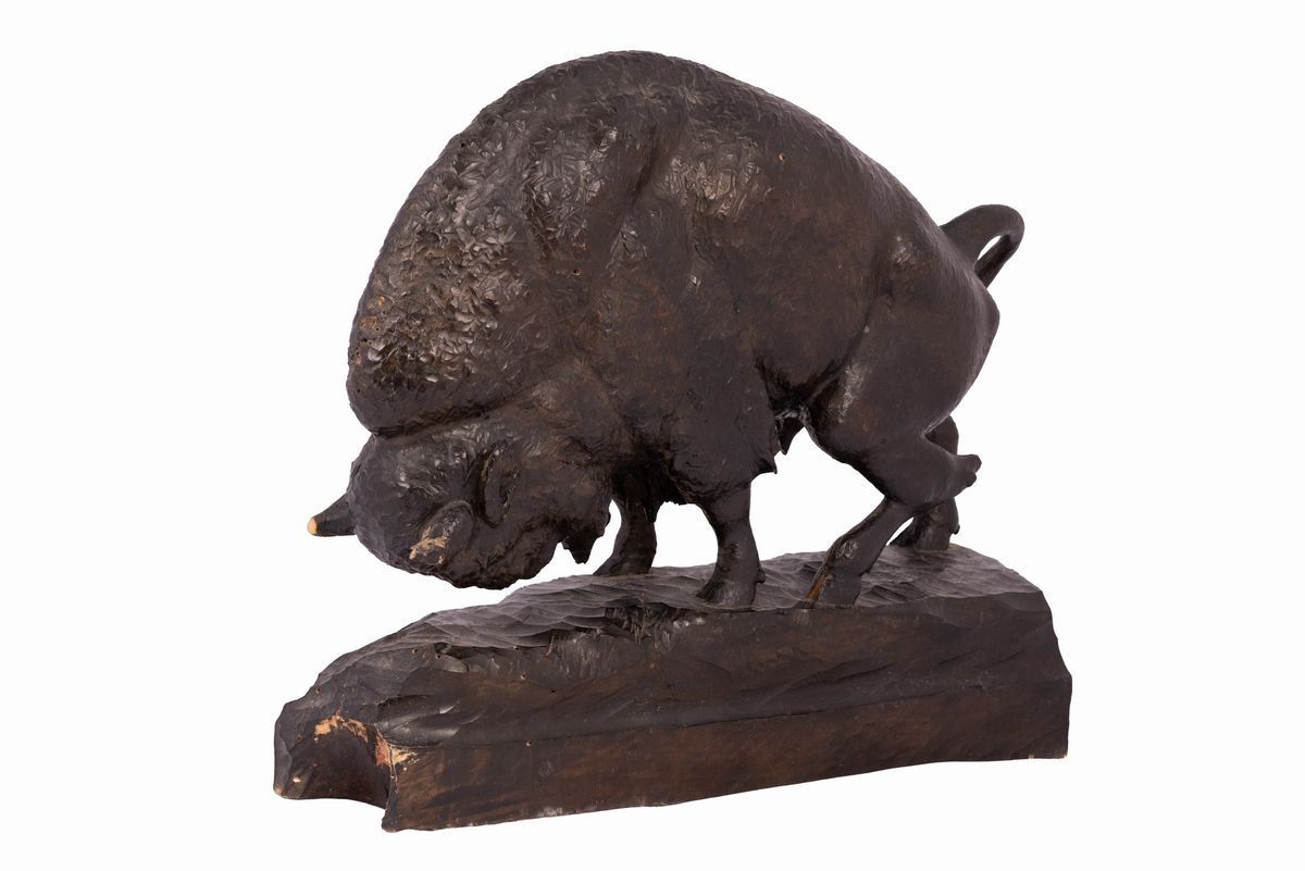 Manifattura Americana del XX Secolo - Scultura Raffigurante Bufalo