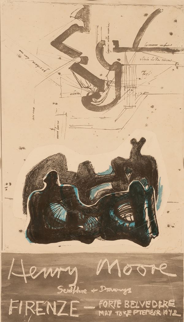 Henry Moore - Manifesto della mostra Henry Moore Sculpture + Drawings, Firenze - Forte Belvedere 1972