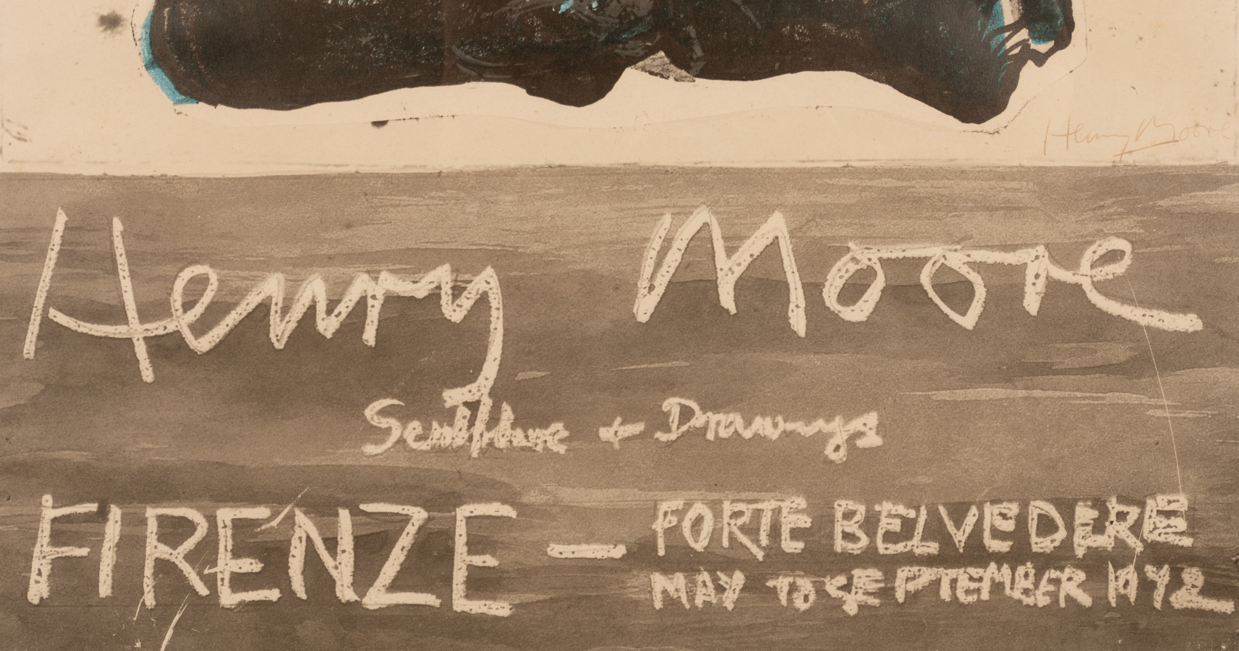 Manifesto della mostra Henry Moore Sculpture + Drawings, Firenze - Forte Belvedere 1972