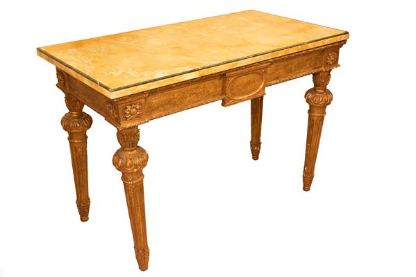 Manifattura romana del XVIII secolo : Luigi XVI Console  (second half XVIII century)  - Carved and gilded wood - Auction Asta 10 SESSIONE II: Arredi e Dipinti Antichi e del XIX secolo - II - Gliubich Casa d'Aste