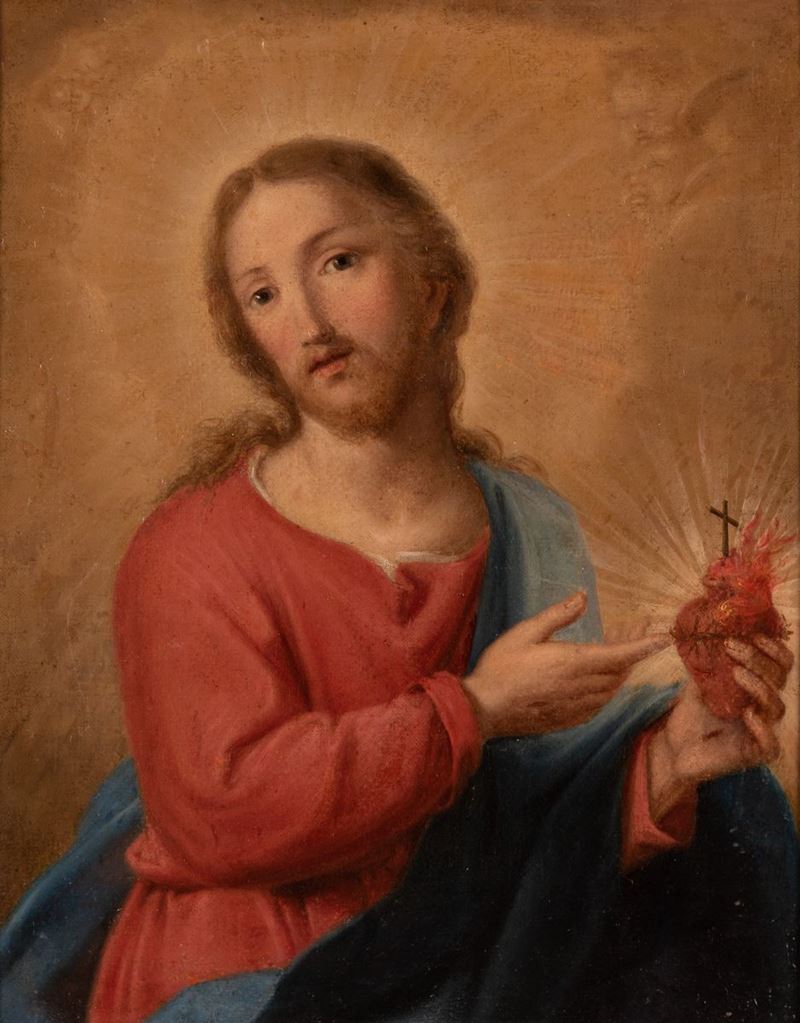Pittore Emiliano del XVIII Secolo - Cristo e il Sacro Cuore