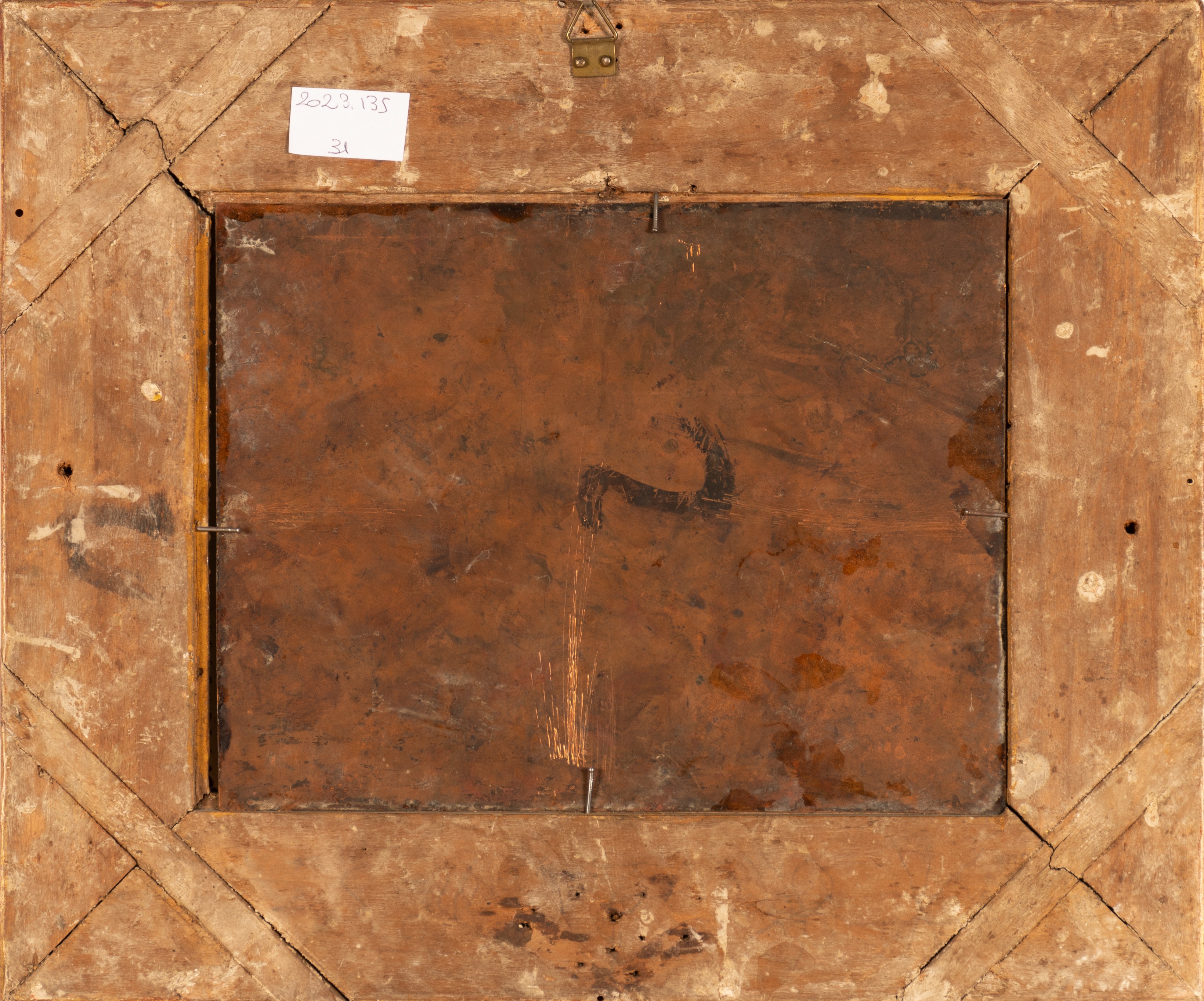 Coppia di dipinti raffiguranti viandanti con carro e paesaggio con le rovine di un tempio