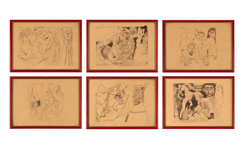 Pablo Picasso - Lotto di Sei Incisioni Erotiche da Suite 347