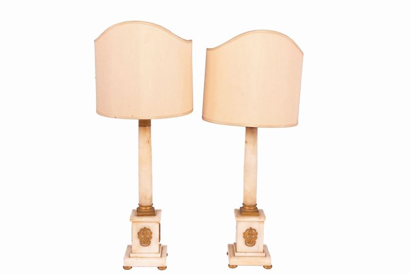 Manifattura Francese del XIX Secolo - 2 Lampade da Tavolo a Colonna