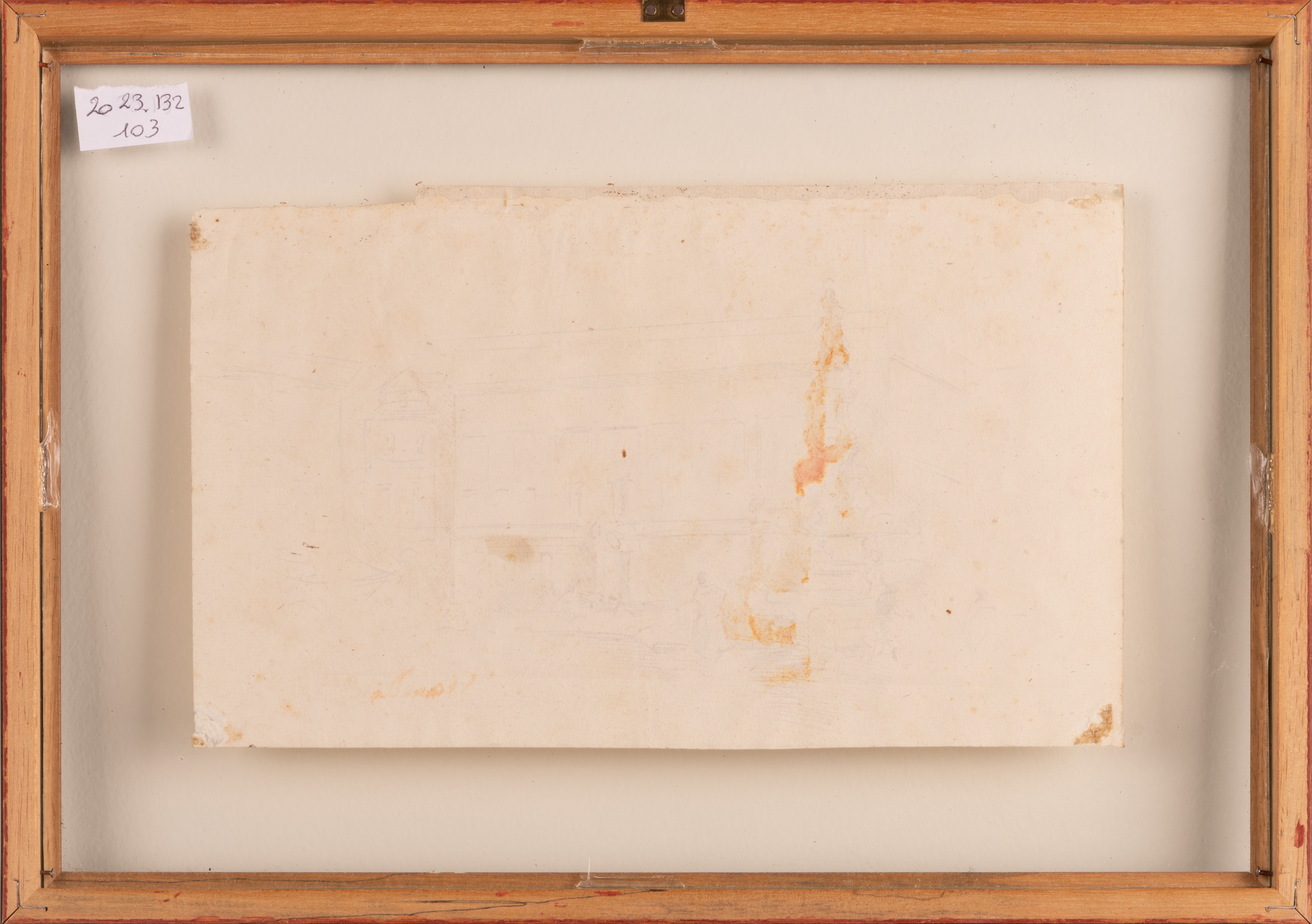 Veduta di piazza con fontana e personaggi