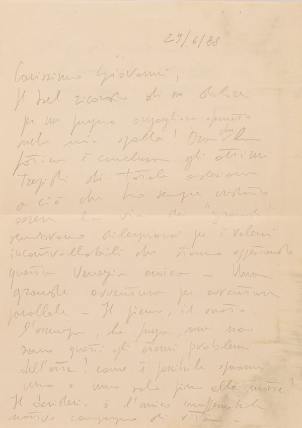 Domenico Paladino - Lettera a Giovanni Carandente