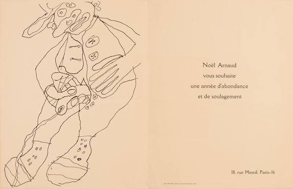 Jean Dubuffet - Biglietto di auguri Noel Arnaud.