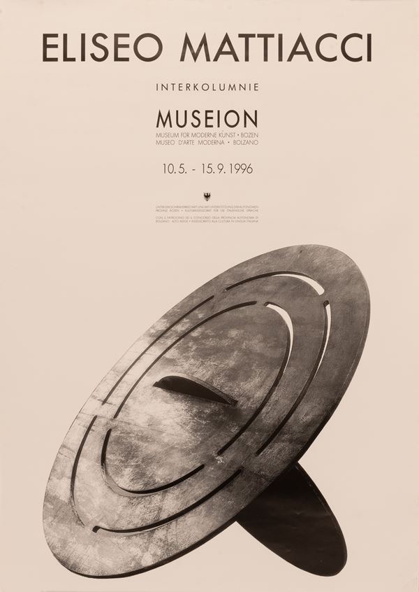 Manifesto della mostra Intercolumnio: Eliseo Mattiacci , Museion, Bolzano.