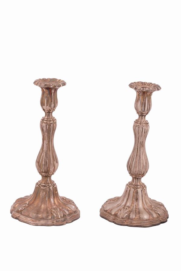 Manifattura europea del XIX secolo : pair of candlesticks  ( 19th century)  - Silver 835 - Auction Auction: Paintings, Collectables and Antique Furniture - Gliubich Casa d'Aste