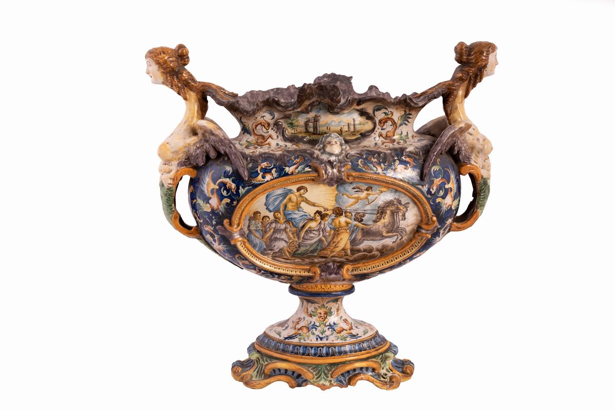 Manifattura di Francesco Battaglia del XIX / XX Secolo - Grande Vaso Istoriato