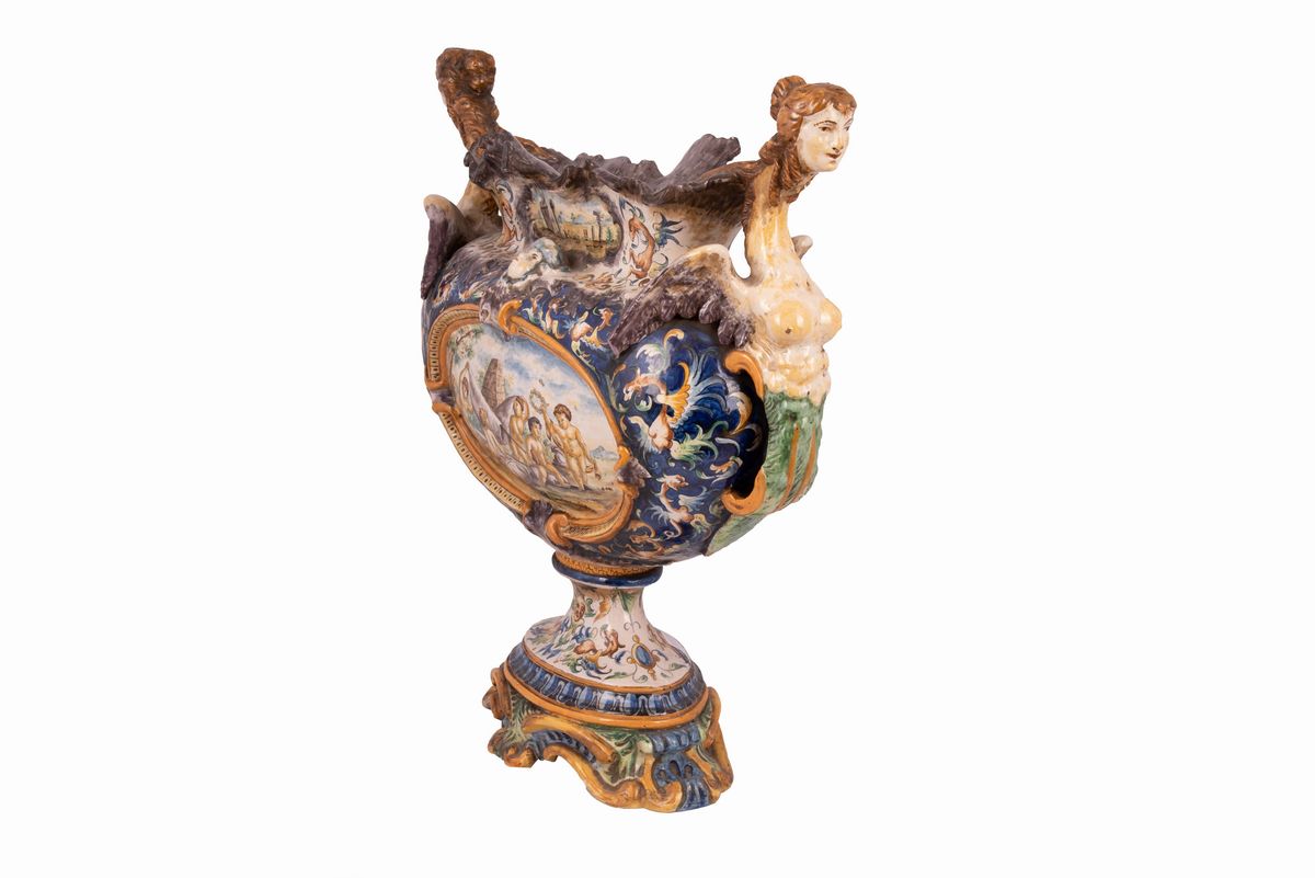 Manifattura di Francesco Battaglia del XIX / XX Secolo - Grande Vaso Istoriato
