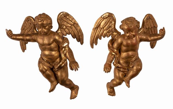 Manifattura romana del XVII secolo - Coppia di angeli