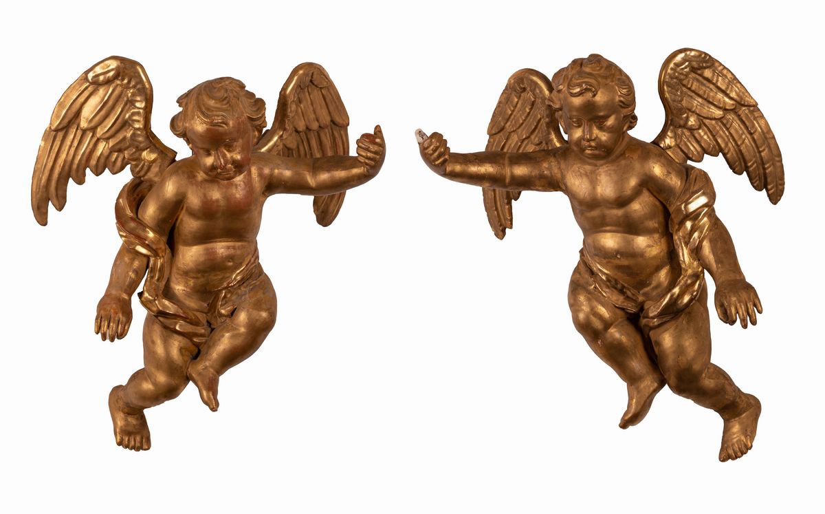 Manifattura Romana del XVII Secolo - Coppia di Angeli
