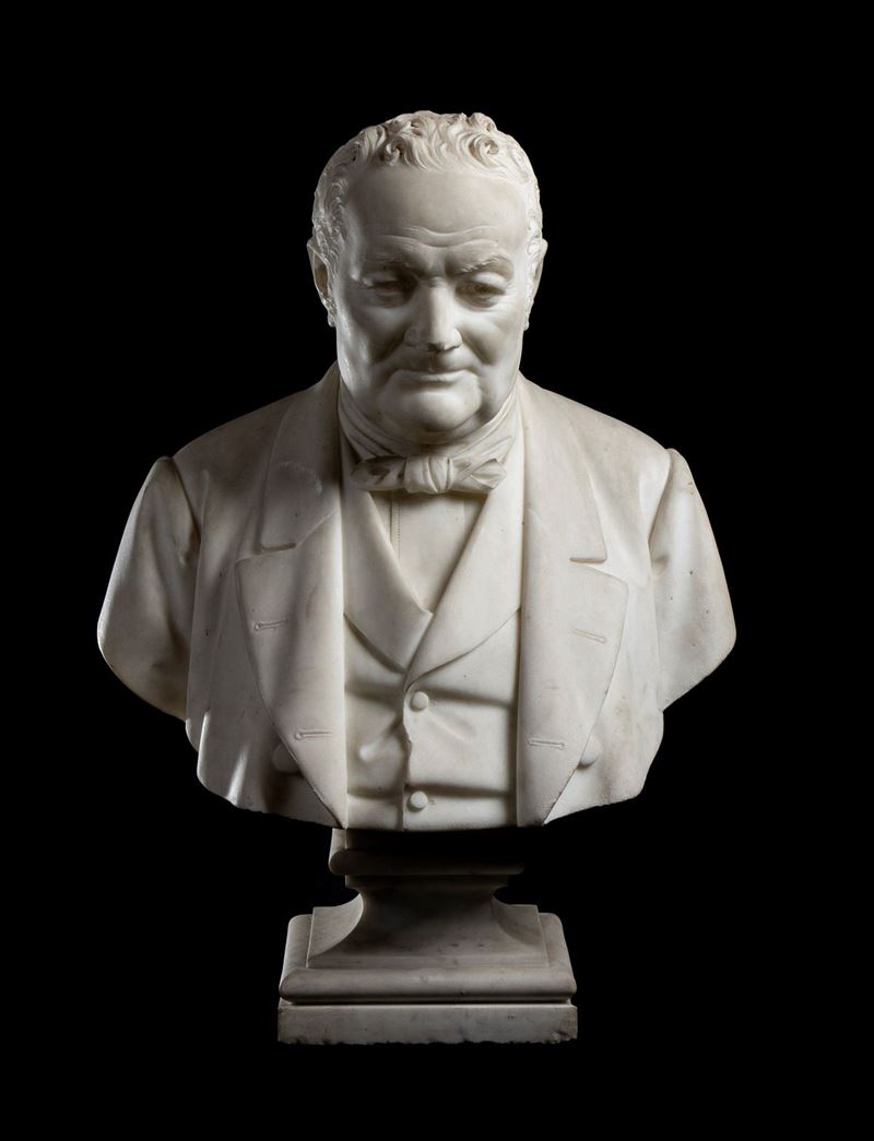 Busto virile in marmo bianco