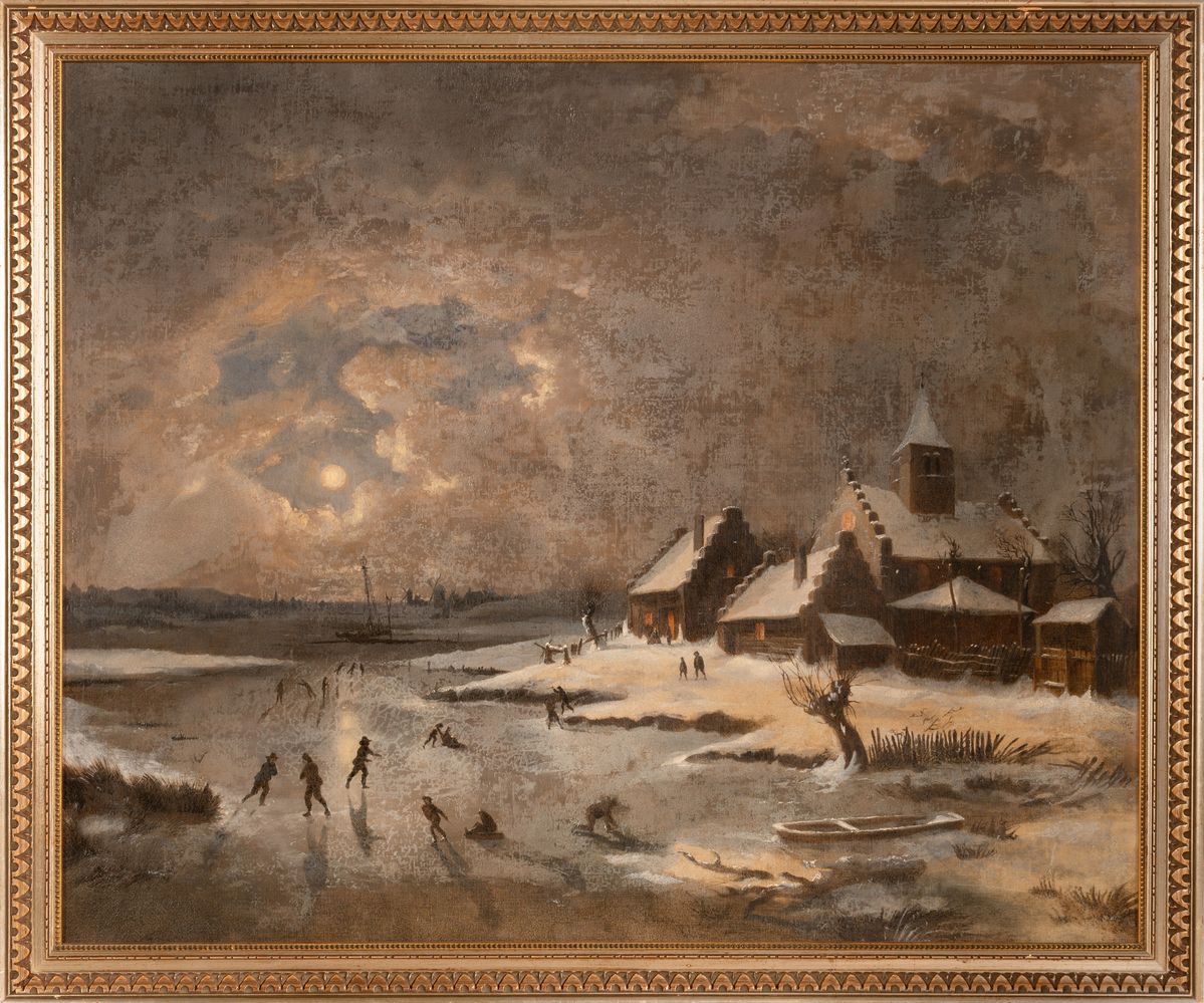 Pittore Olandese del XIX Secolo - Giochi sul Lago Ghiacciato