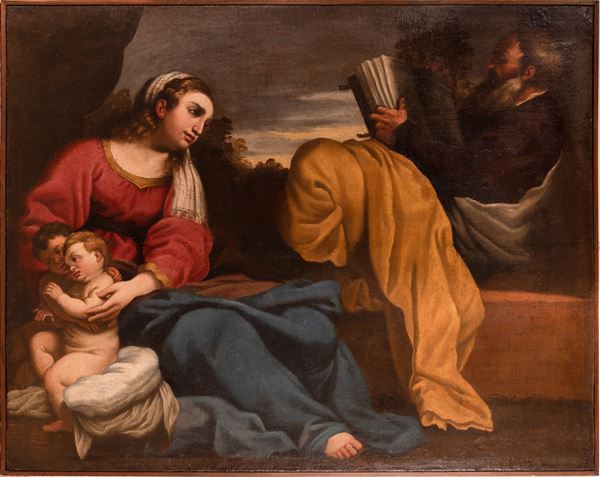 Seguace dei Carracci attivo nella prima met&#224; del XVII secolo - Holy Family with St. John