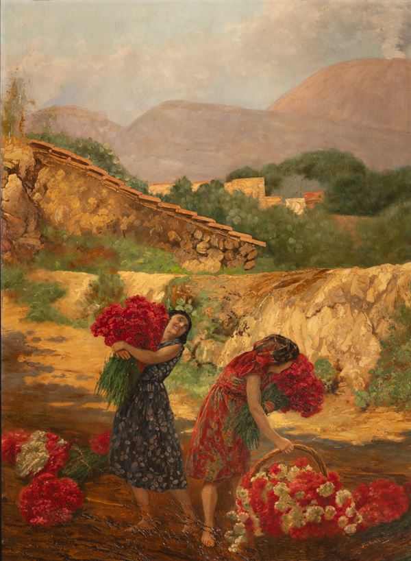 Giovanni Battista Filosa -  Donne che raccolgono fiori