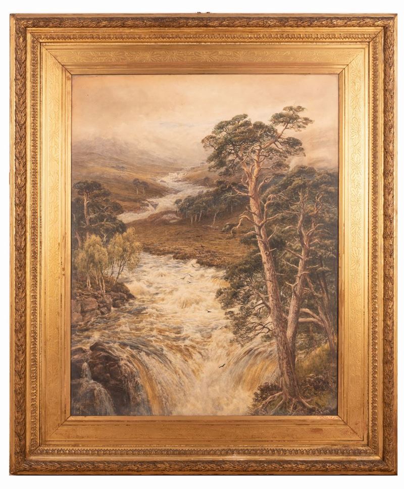 Augustus Walford Weedon - Paesaggio con Cascata