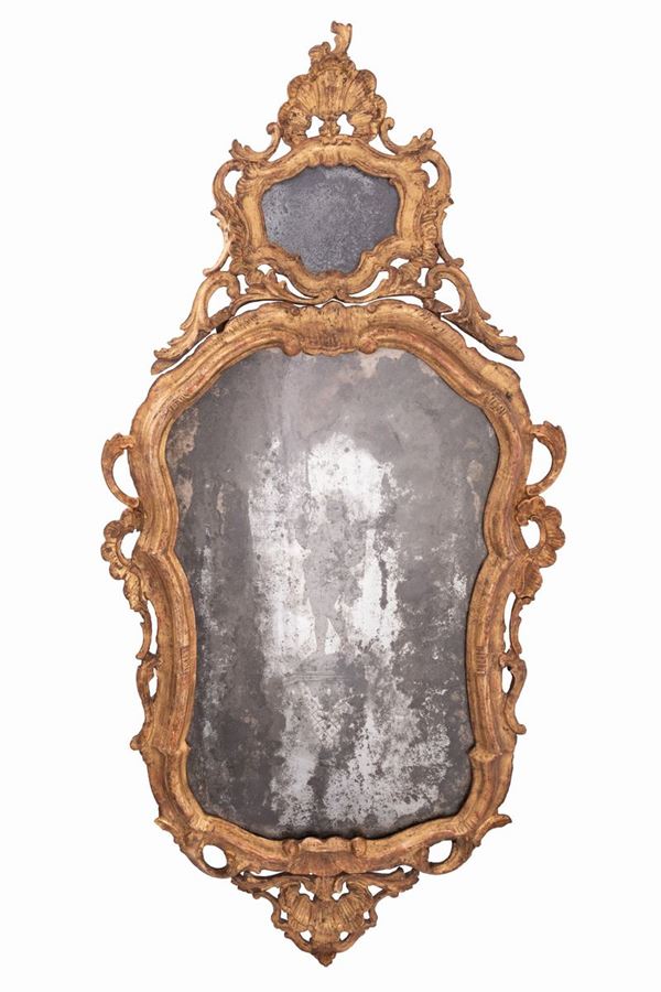 manifattura veneta XVIII secolo - Specchiera con cimasa