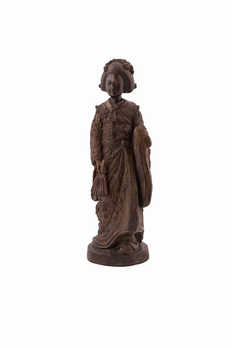 Manifattura Giapponese del XIX Secolo - Scultura Raffigurante Geisha