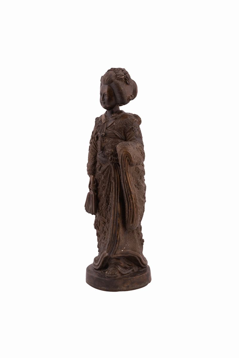 Manifattura Giapponese del XIX Secolo - Scultura Raffigurante Geisha