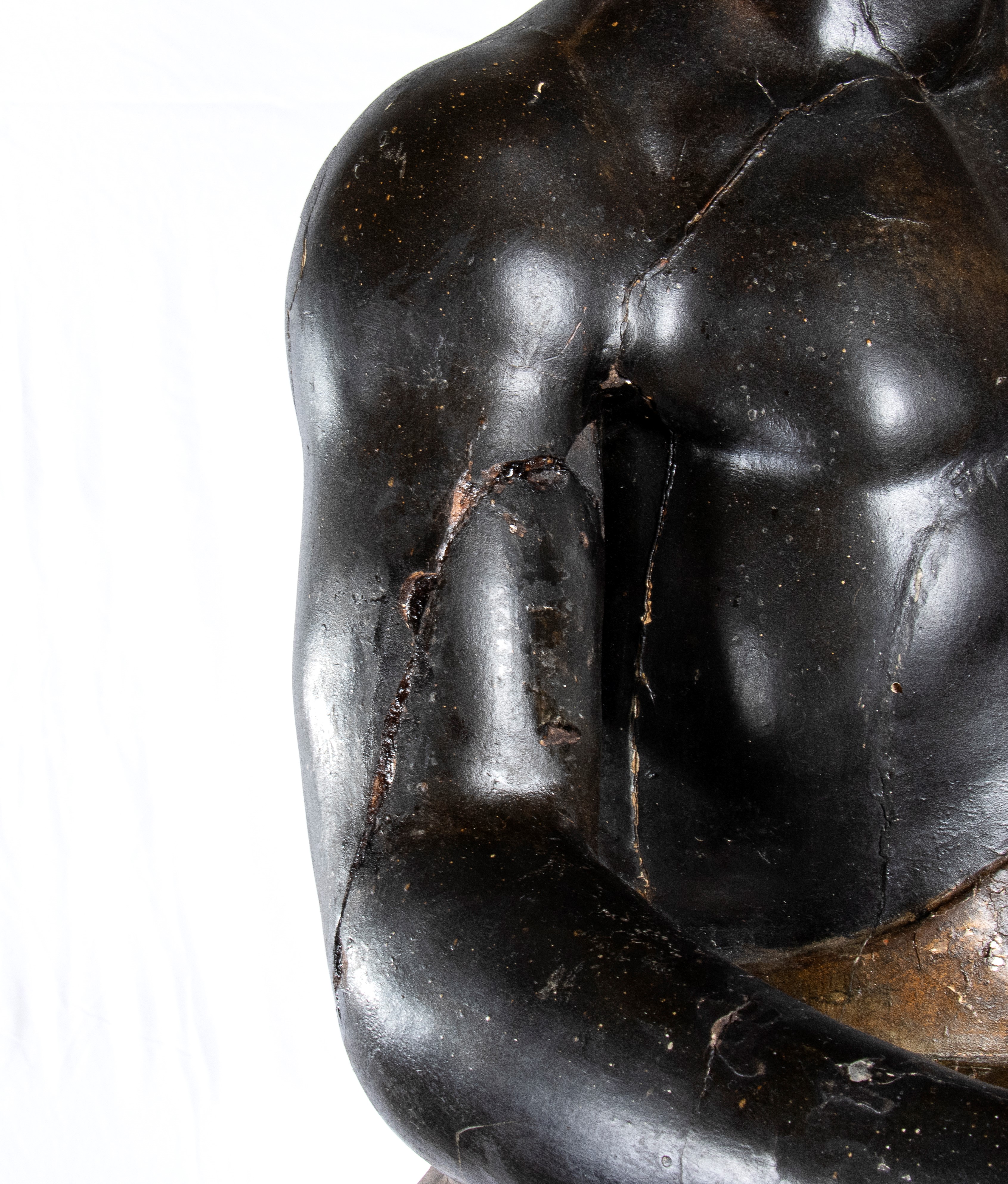 Grande scultura in stile veneziano raffigurante moresca in legno policromo e dorato della fine de...