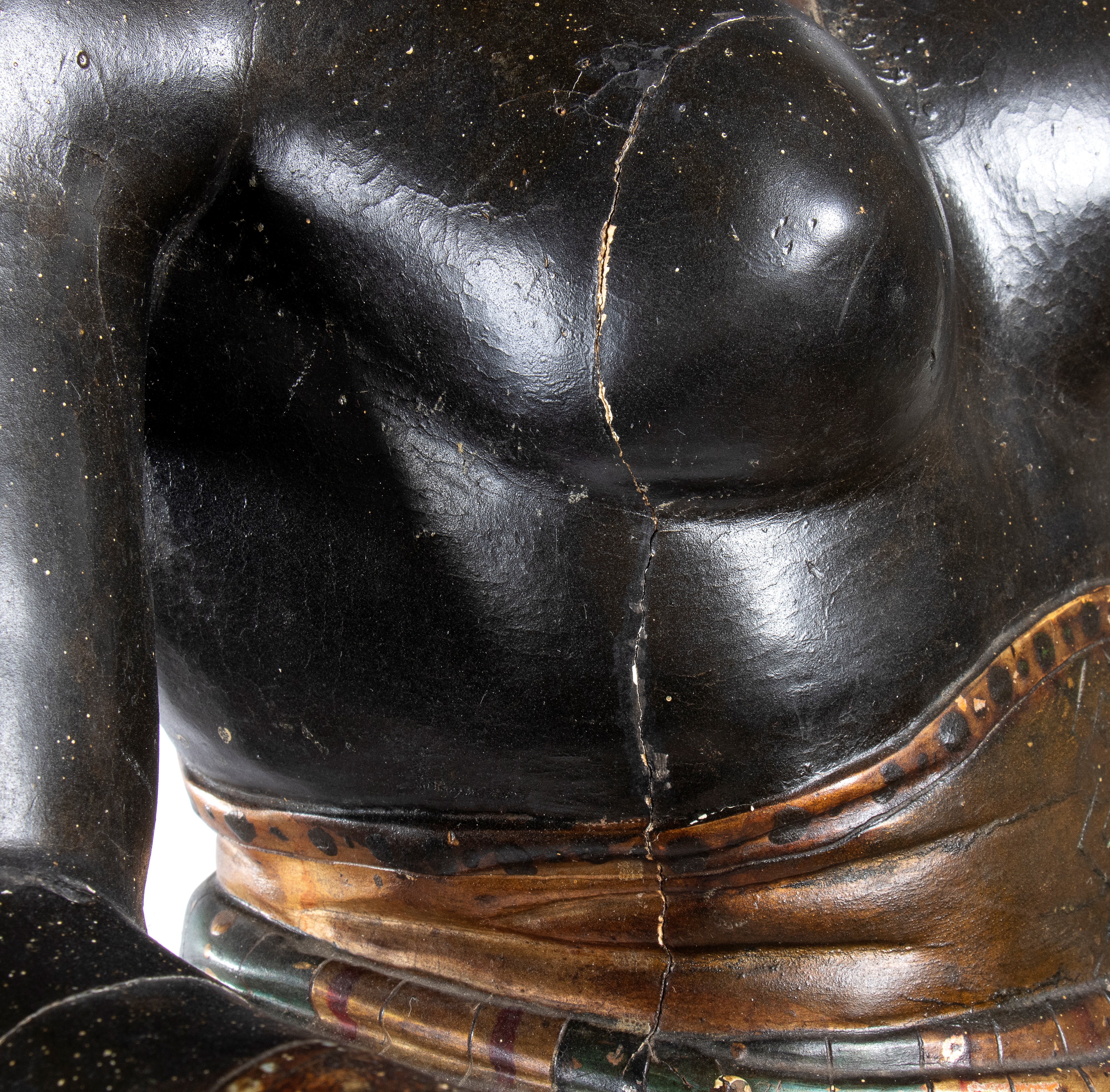 Grande scultura in stile veneziano raffigurante moresca in legno policromo e dorato della fine de...