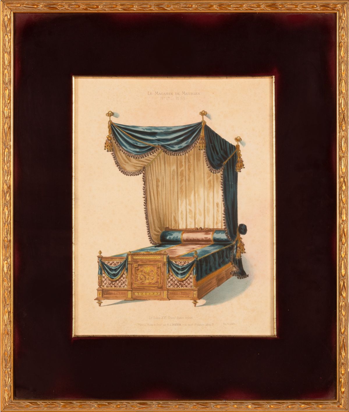 Victor L. Quéntin. Lotto di tre incisioni colorate dal libro delle tende, "Le Magasin De Meubles"...