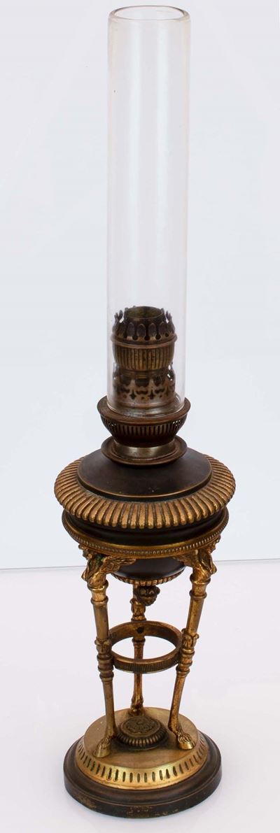 Lampada da Tavolo Stile Impero in Bronzo e Oro del XX Secolo
