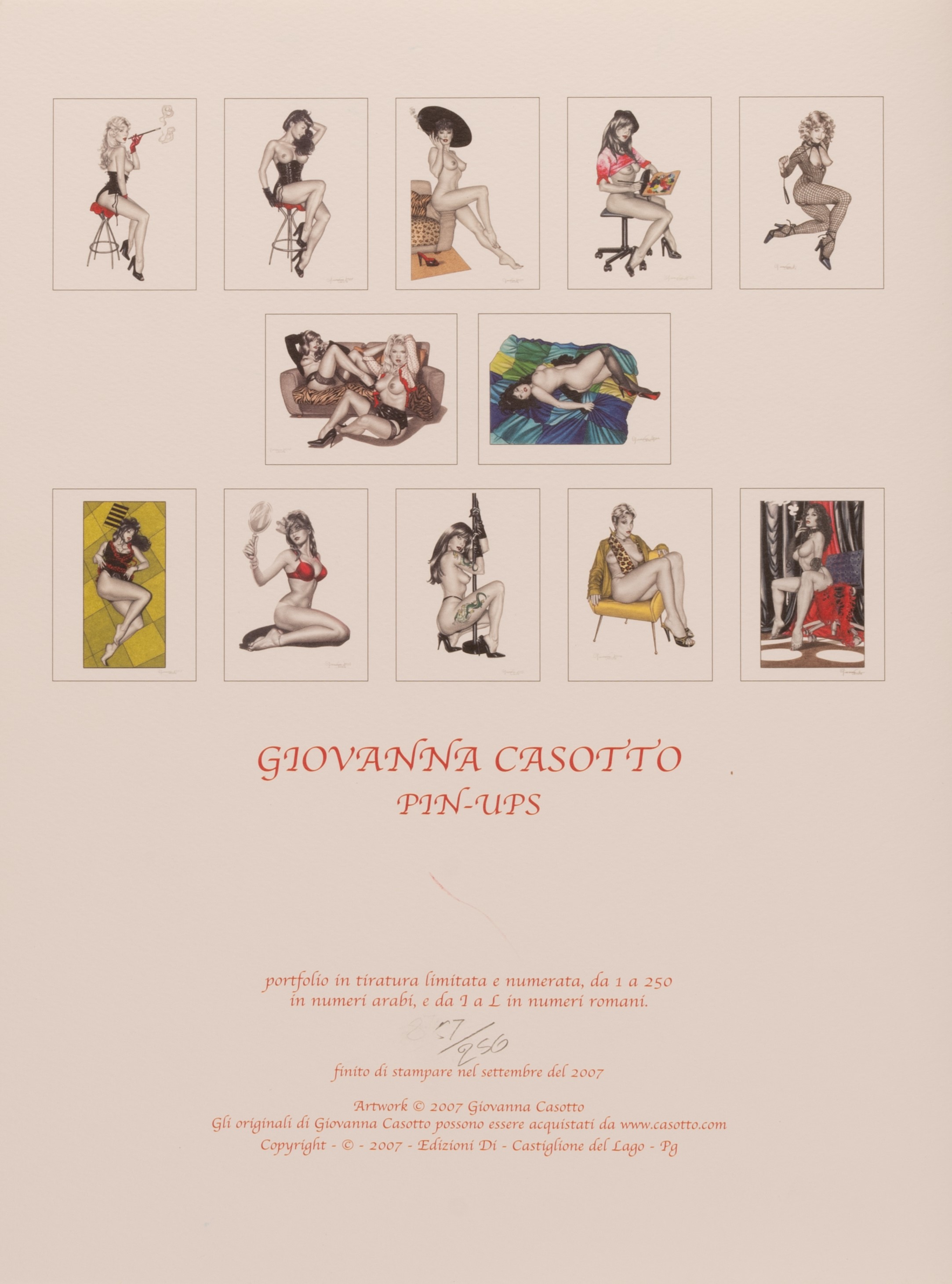 Giovanna Casotto - Pin Ups. Cartella di 12 Litografie su Cartoncino Goffrato