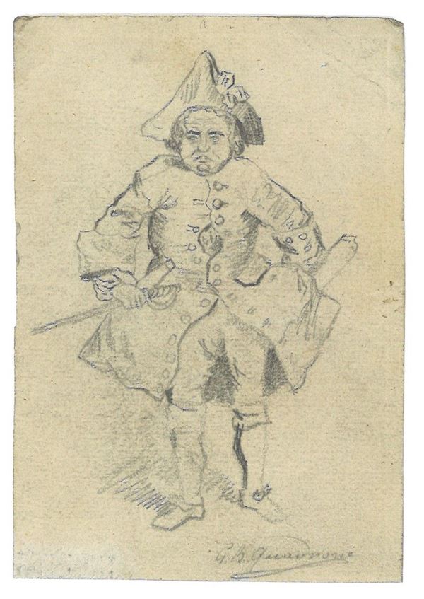 Giovanni Battista  Quadrone - Gentiluomo con spada sguainata e tricorno