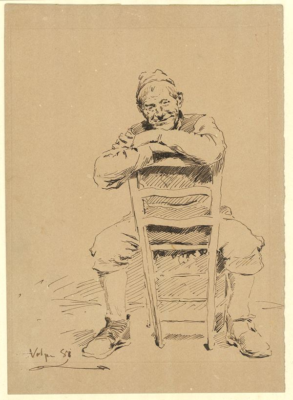Vincenzo Volpe - Anziano a braccia conserte su una sedia