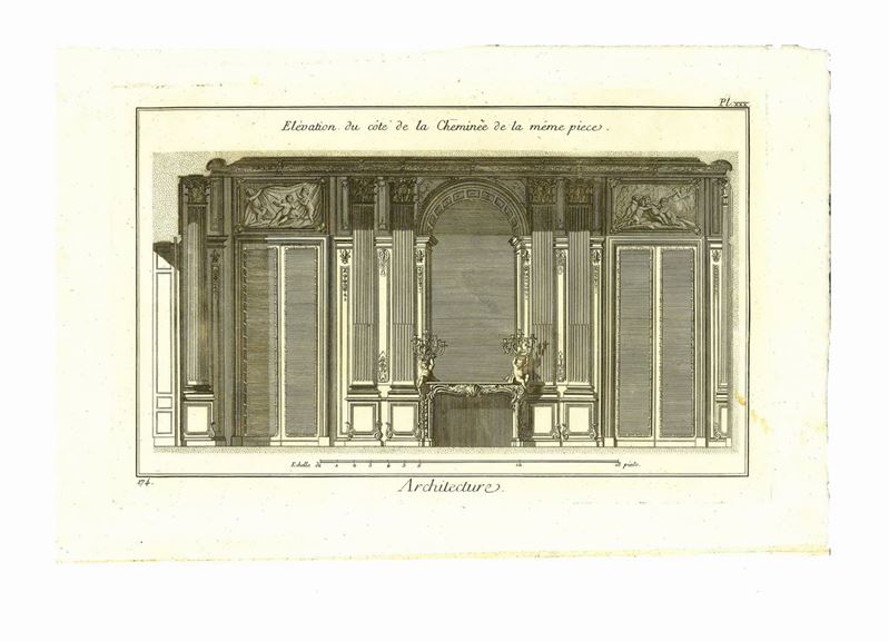 Lotto di Tre Incisioni dal Titolo "architecture" Tratte Dall'edizione Ginevrina Dell' "encyclopéd...