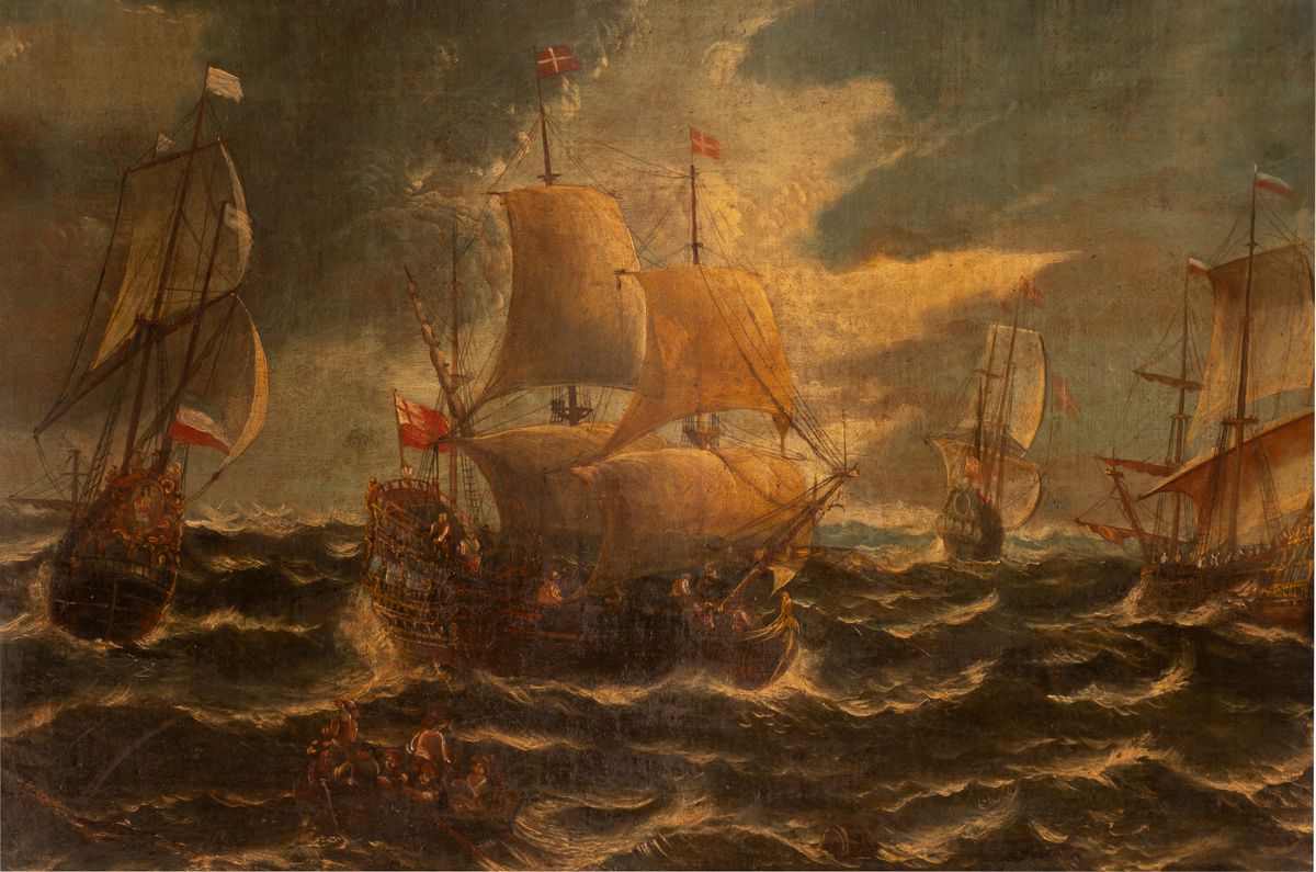 Velieri nel mare in tempesta